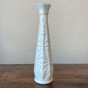 Vintage Hoosier Starburst Milk Glass Pattern Bud Vase 9" Tall Collectible Decor